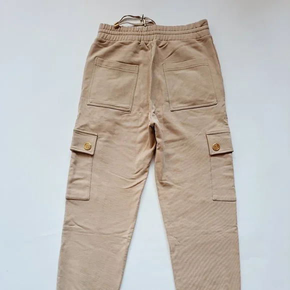 NEW BALMAIN Cargo Sweatpants Tan Sand Color Size S